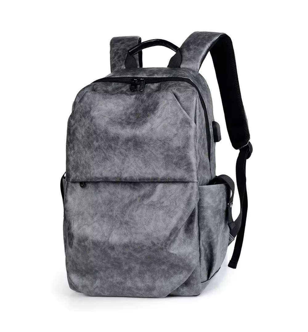 Mochilas Laptop Impermeable De Piel Malubero color Gris