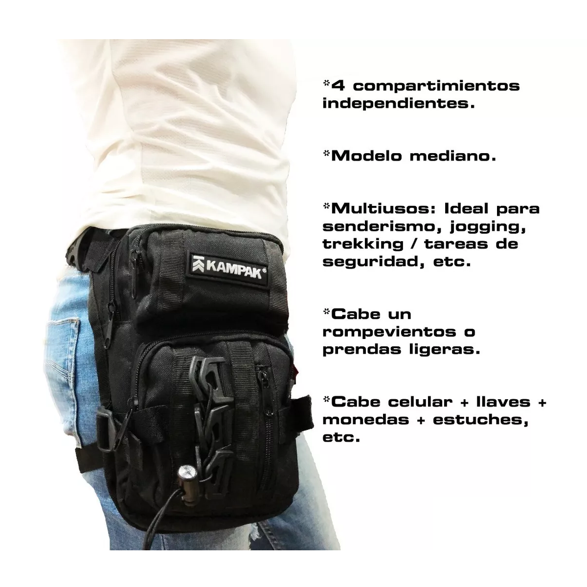 Foto 2 | Piernera Táctica  Multi Pocket Multiusos Eo Safe Imports Esi-4124 color Negro