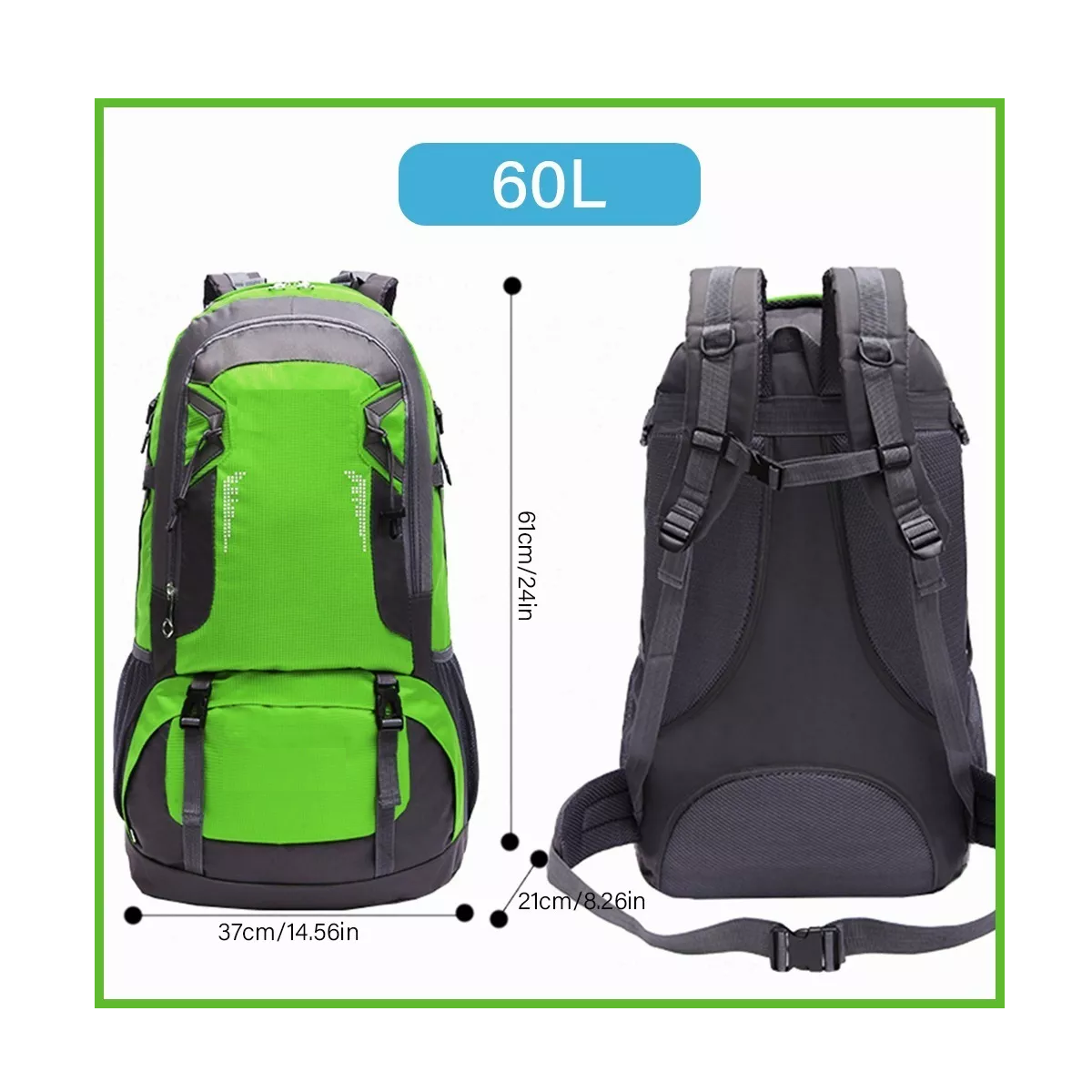 Foto 3 pulgar | Mochila Impermeable Eo Safe Imports ESI-4551 color Verde 60 L