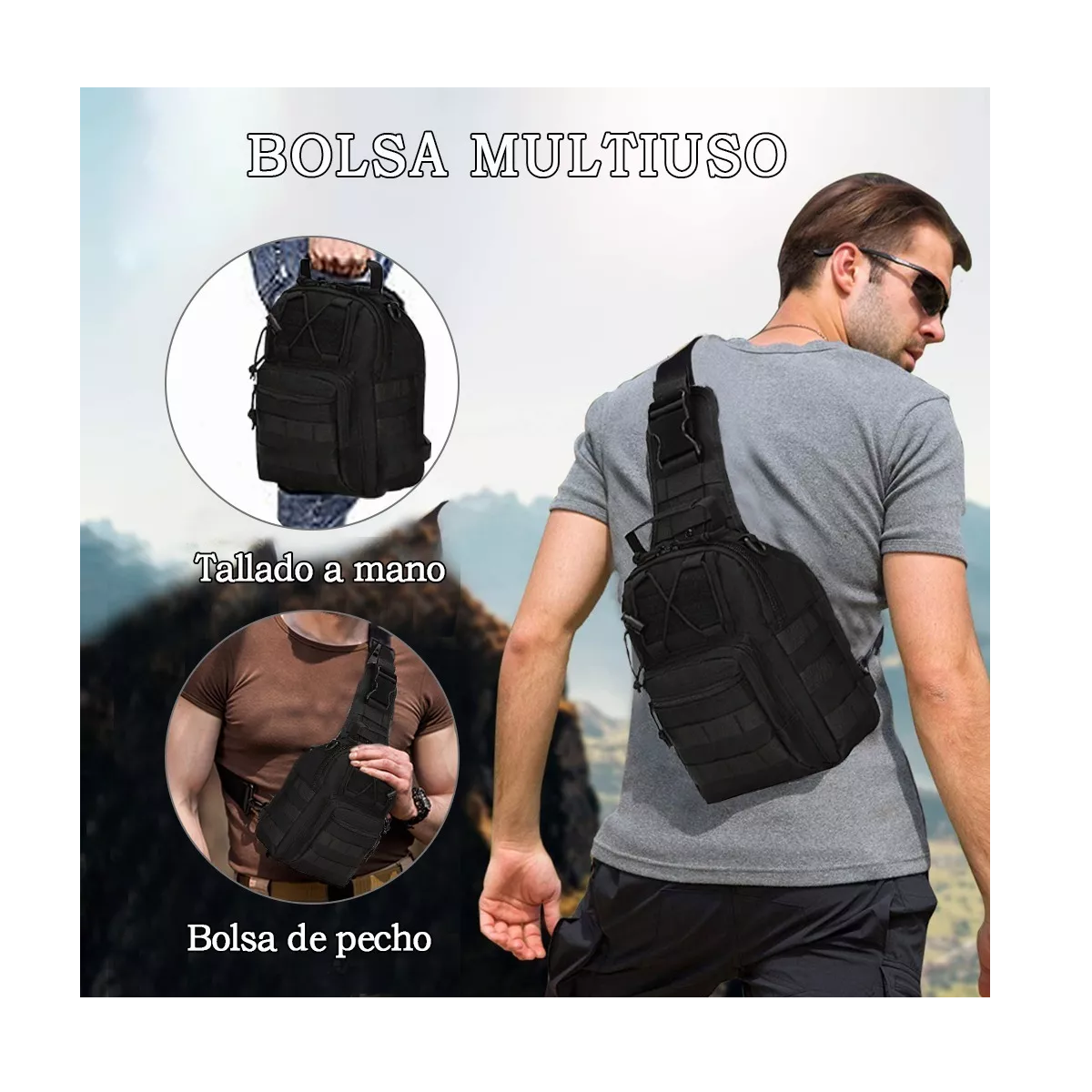 Foto 4 pulgar | Mochila Cruzada Multifunción Eo Safe Imports Esi-4671 Negro