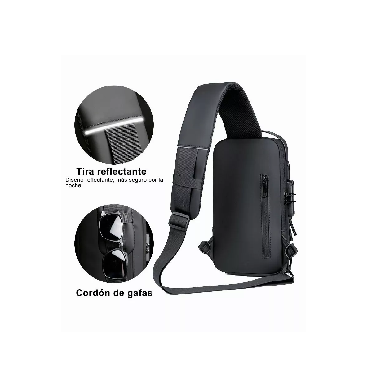 Foto 4 pulgar | Mochila Cruzada Antirrobo Eo Safe Imports ESI-4672 color Negro