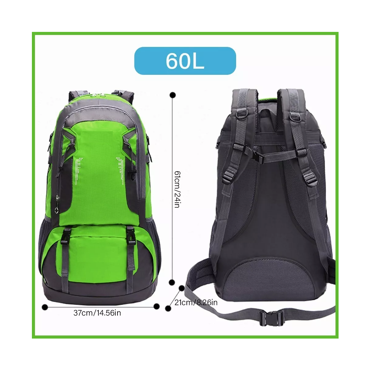 Foto 3 pulgar | Mochila Impermeable Eo Safe Imports ESI-5026 color Verde 60L