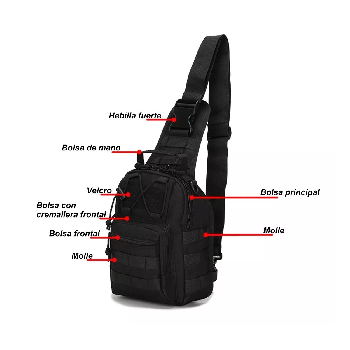 Foto 5 pulgar | Mochila Bandolera Tactica Eo Safe Imports Esi-5527 Negro