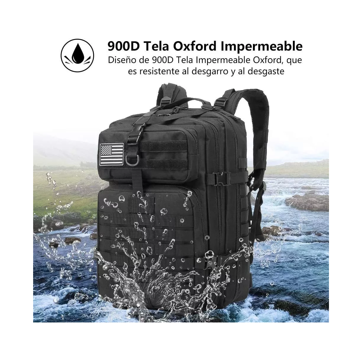 Foto 2 | Mochila Táctica Impermeable 40 L Eo Safe Imports Esi-5854 color Negro