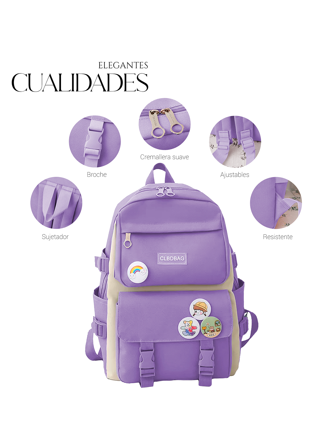 Foto 4 pulgar | Mochilas Set 4 Pzs Escolar Bolsas Lapicera Lila