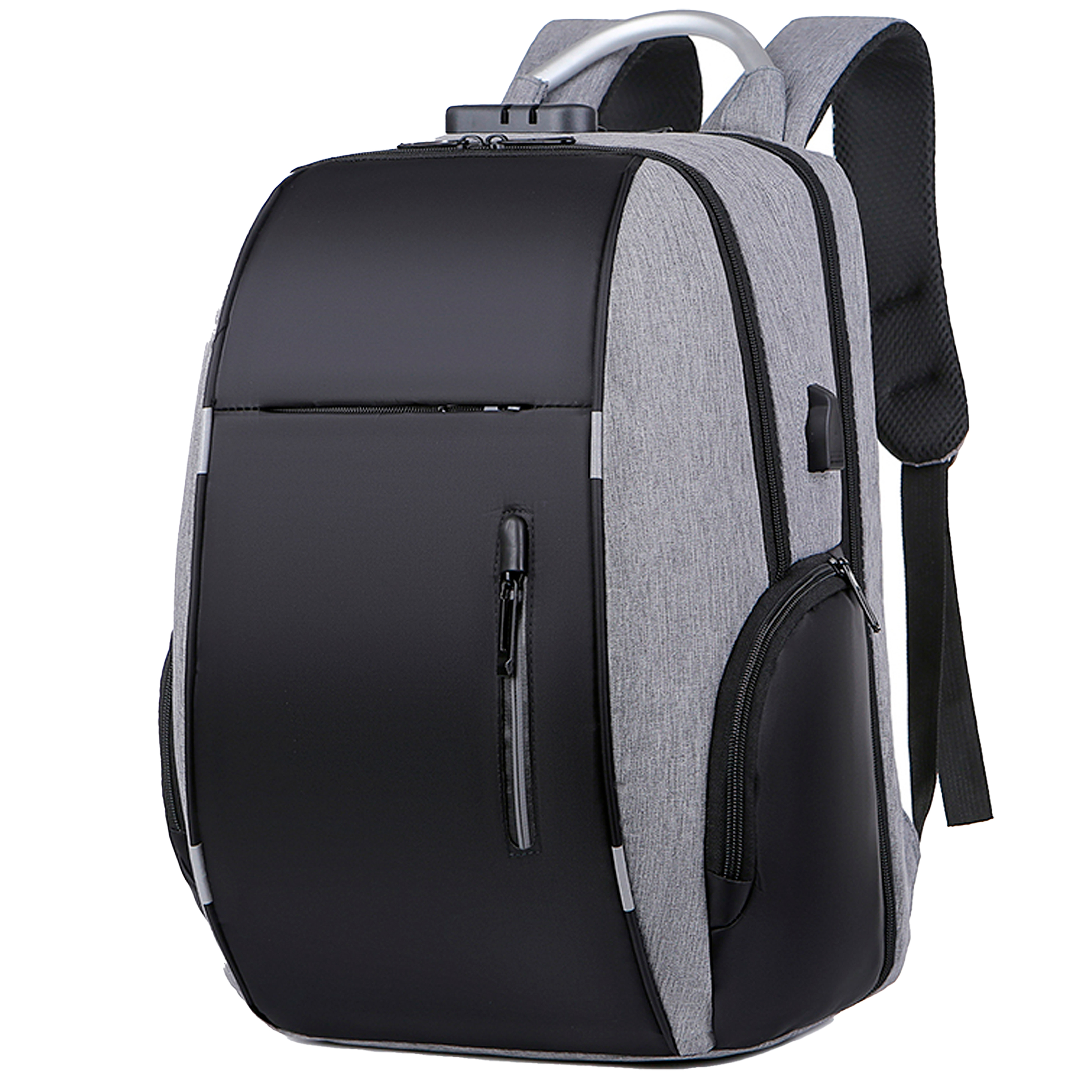 Mochila Antirrobo De Gran Capacidad Con Cargador Usb Gris