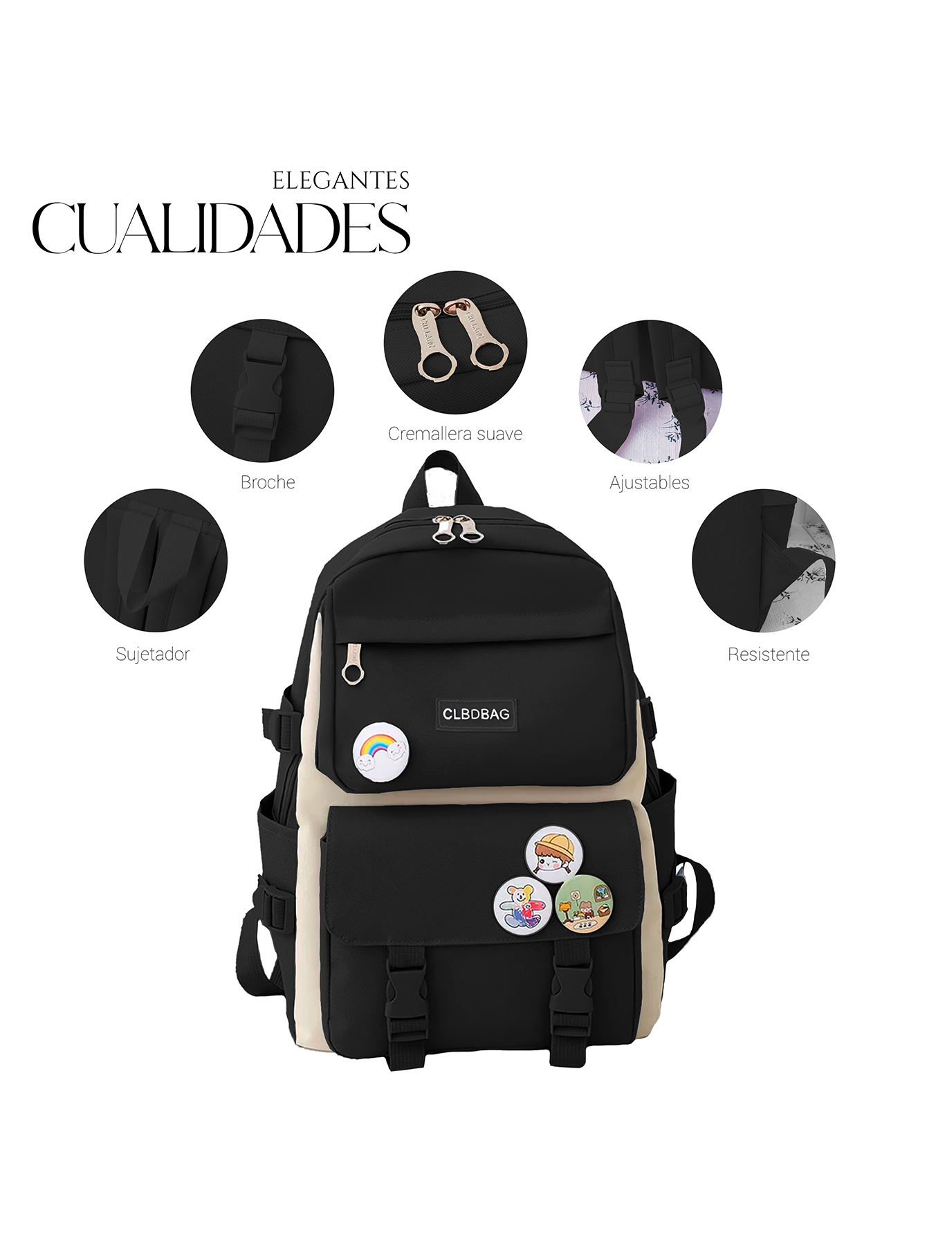 Foto 4 pulgar | Mochilas Set 4 Pzs Escolar Bolsas Lapicera Negro