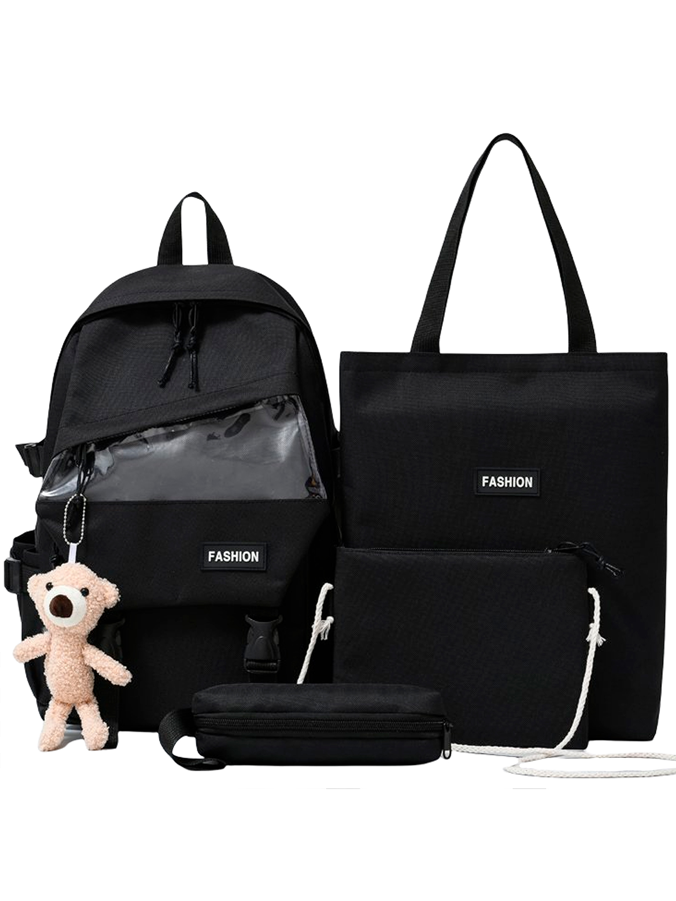 Set de Mochila Escolar Bolsa Lapicera Shendy Vendy Juvenil Negro