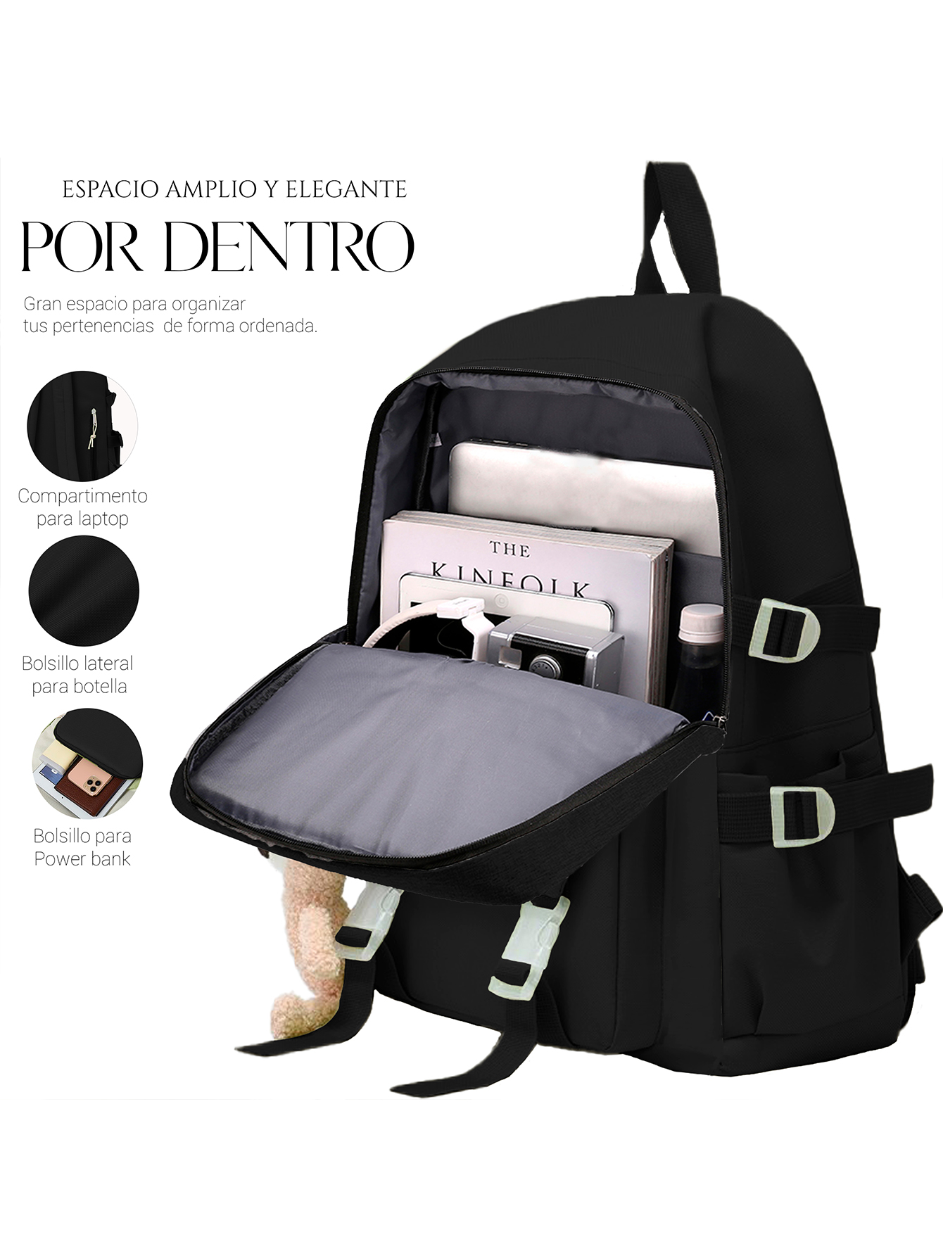 Foto 4 pulgar | Set de Mochila Escolar Bolsa Lapicera Shendy Vendy Juvenil Negro