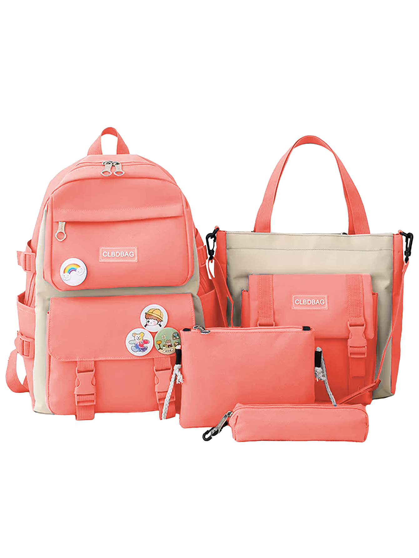 Mochilas Set 4 Pzs Escolar Bolsas Lapicera Rosa