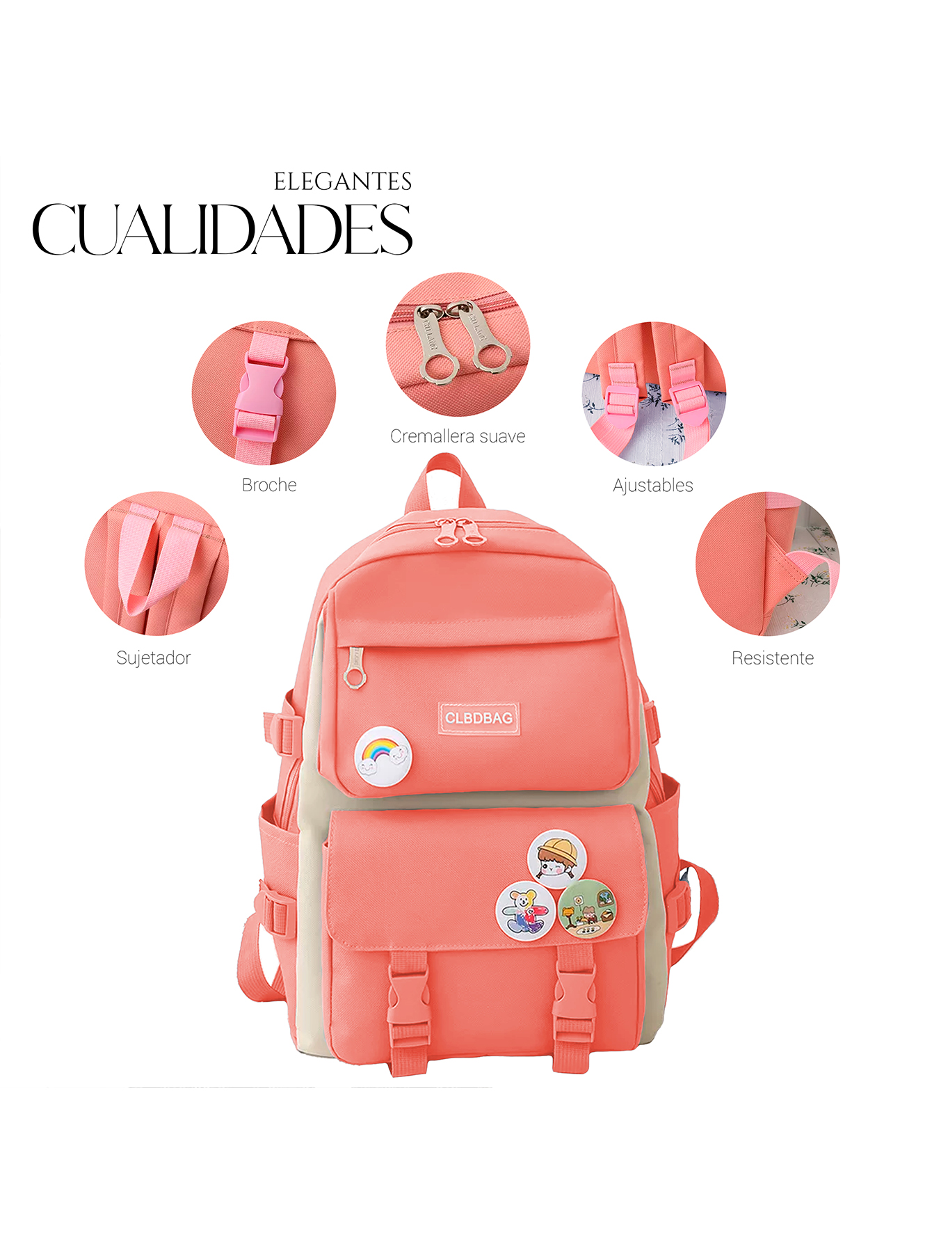 Foto 4 pulgar | Mochilas Set 4 Pzs Escolar Bolsas Lapicera Rosa