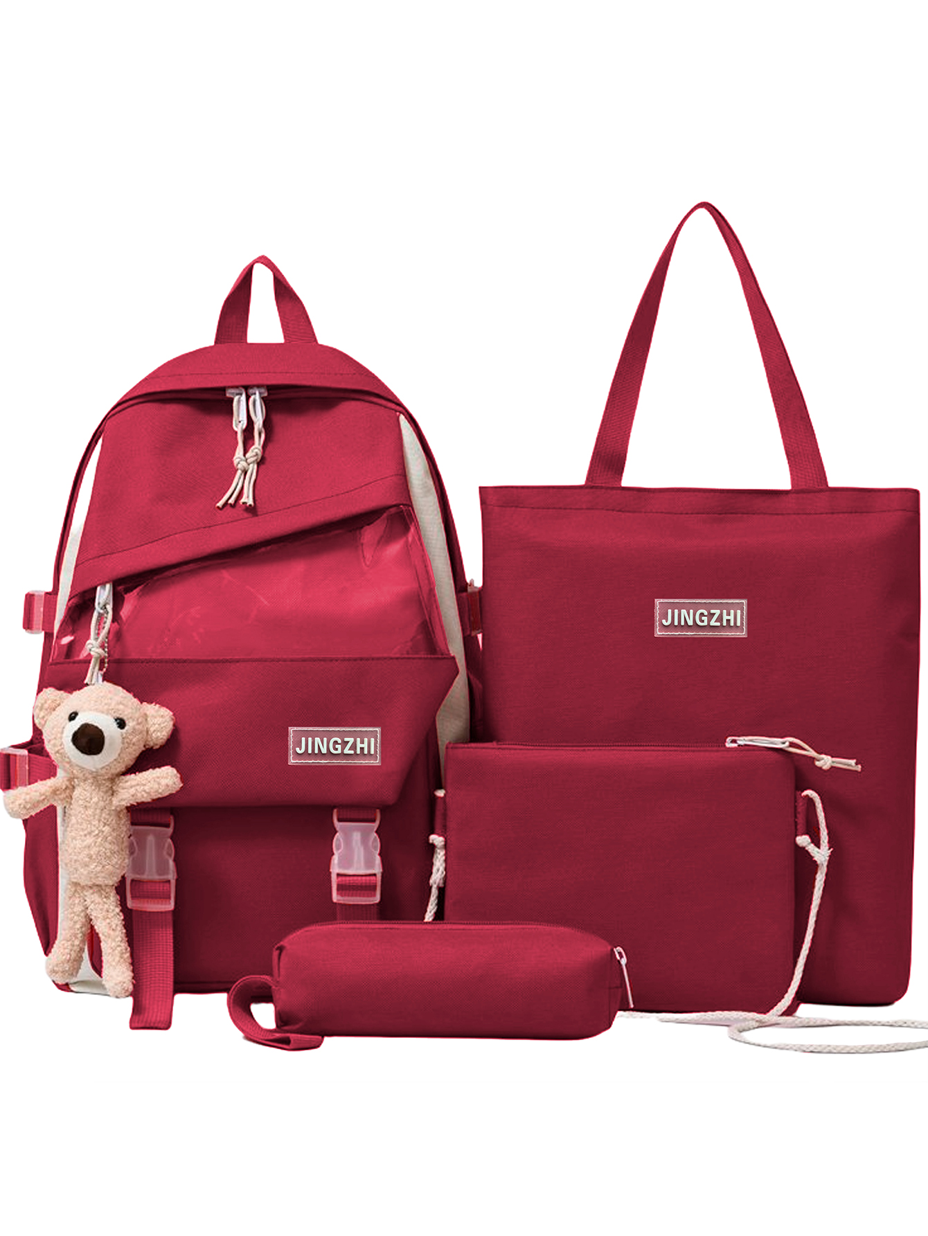 Mochila Set Escolar Bolsa Lapicera Juvenil Laptop Rojo