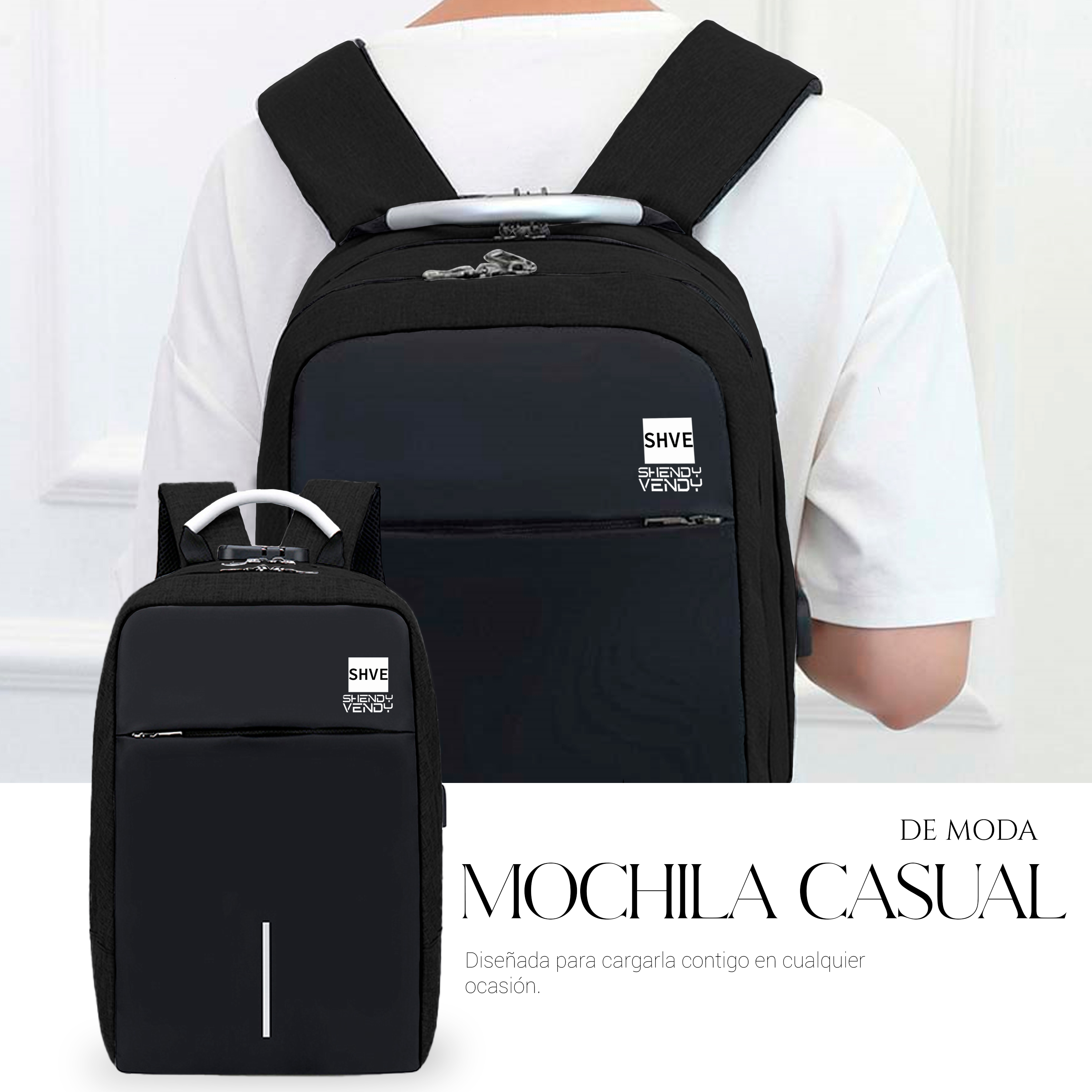 Foto 6 | Mochila Impermeable Antirrobo, Mochila De Negocios Negro