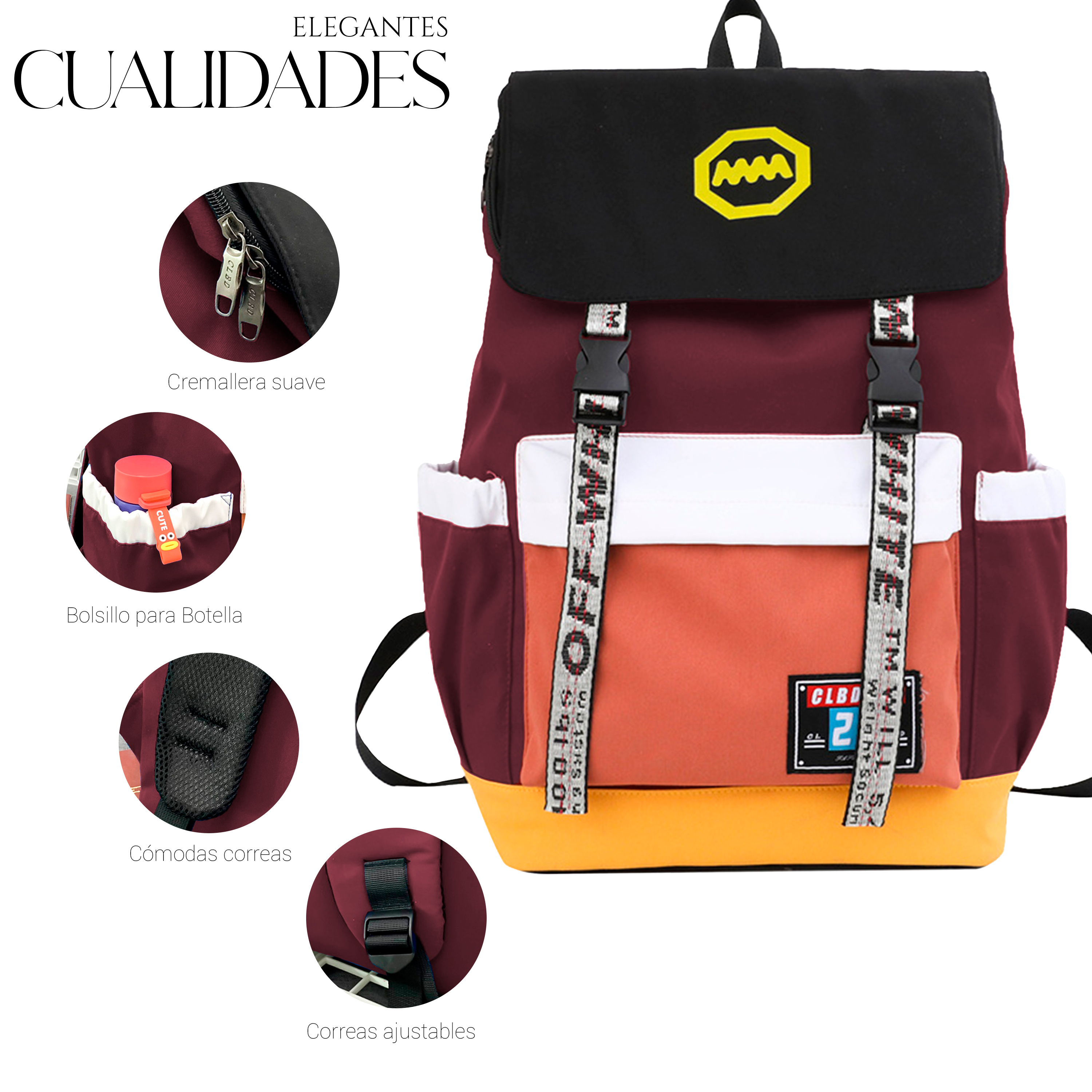 Foto 4 pulgar | Mochila Backpack Impermeble Escolar De Gran Capacidad Rojo