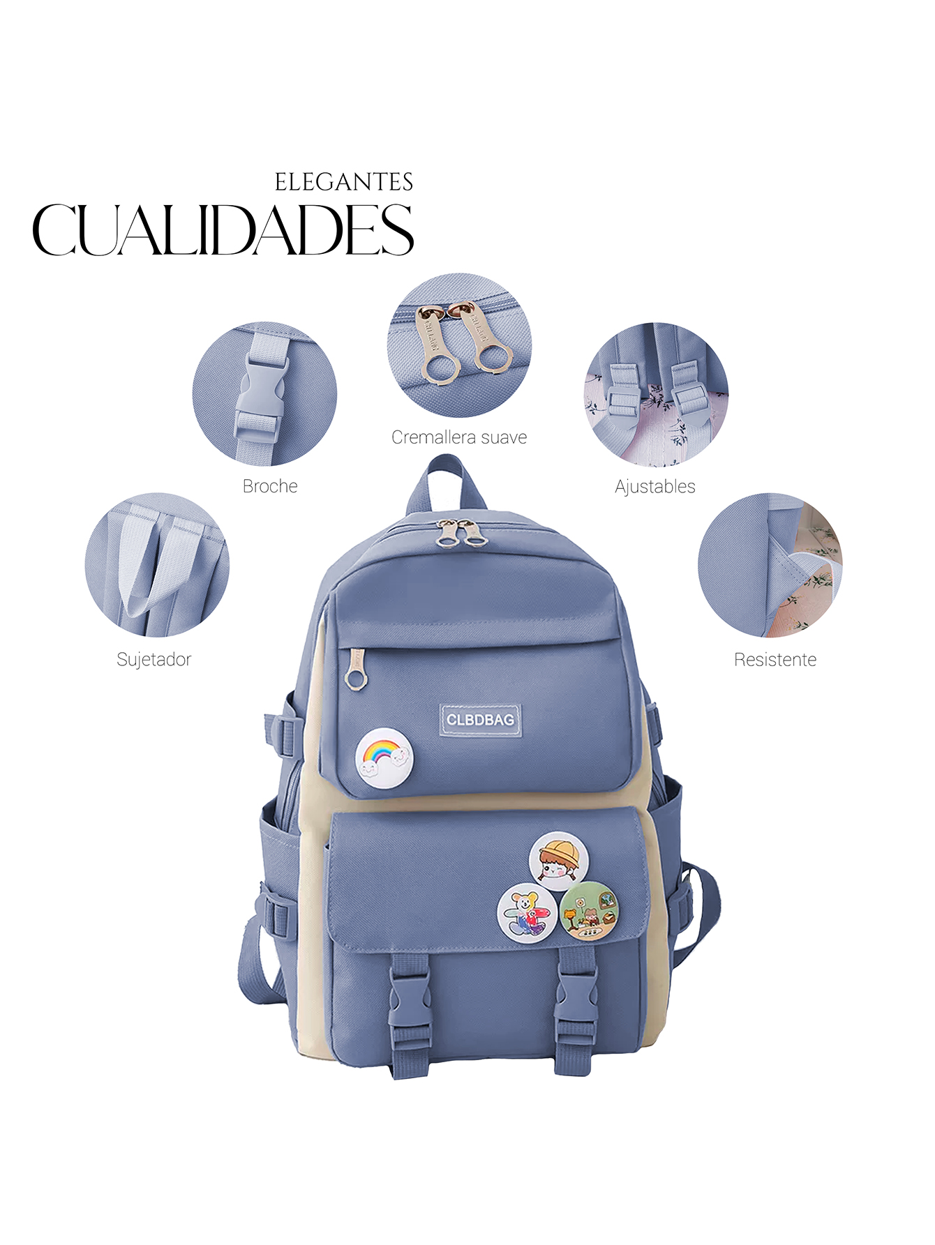 Foto 4 pulgar | Mochilas Set 4 Pzs Escolar Bolsas Lapicera Azul