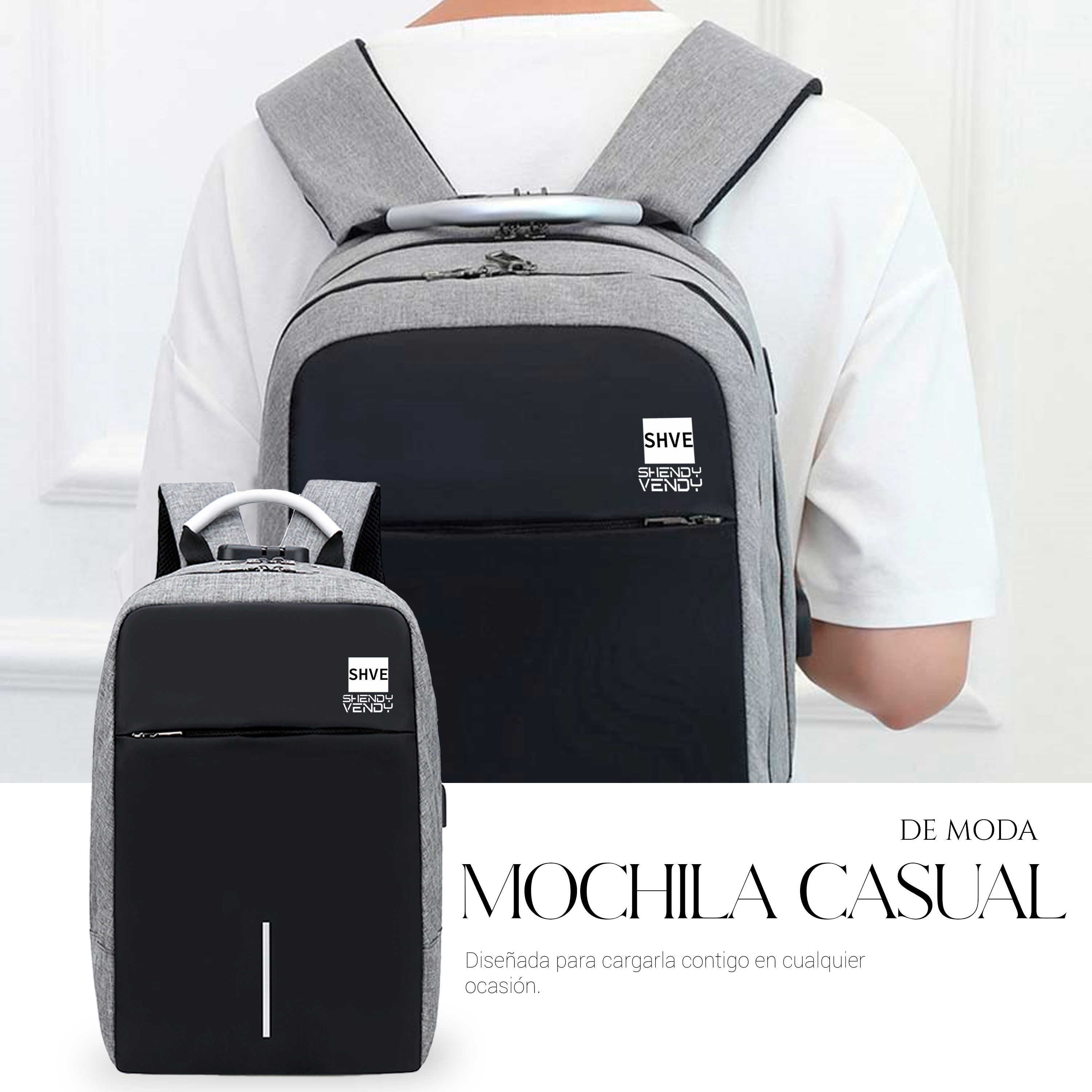 Foto 6 | Mochila Impermeable Antirrobo, Mochila De Negocios Gris