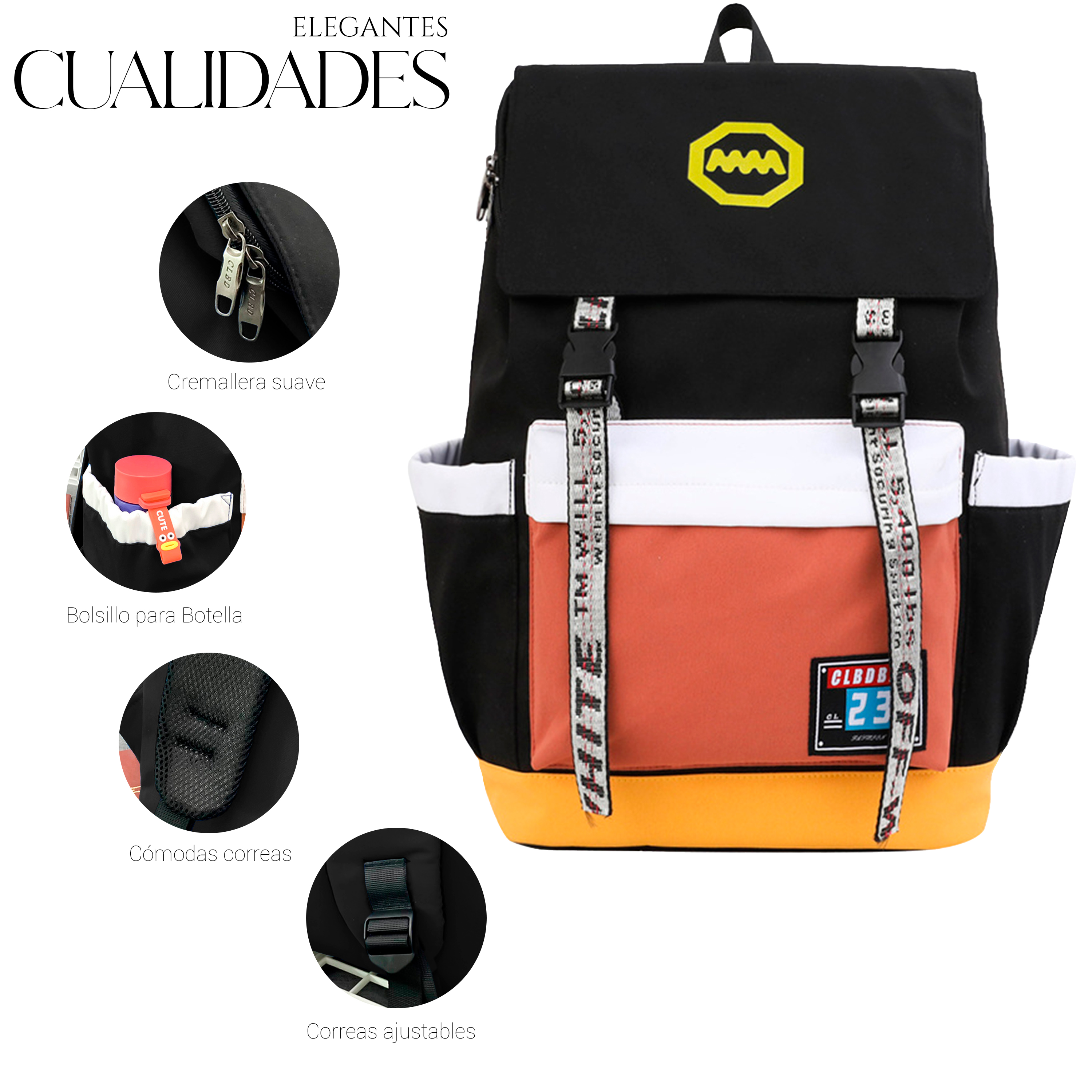 Foto 4 pulgar | Ochila Backpack Impermeble Escolar De Gran Capacidad Negro