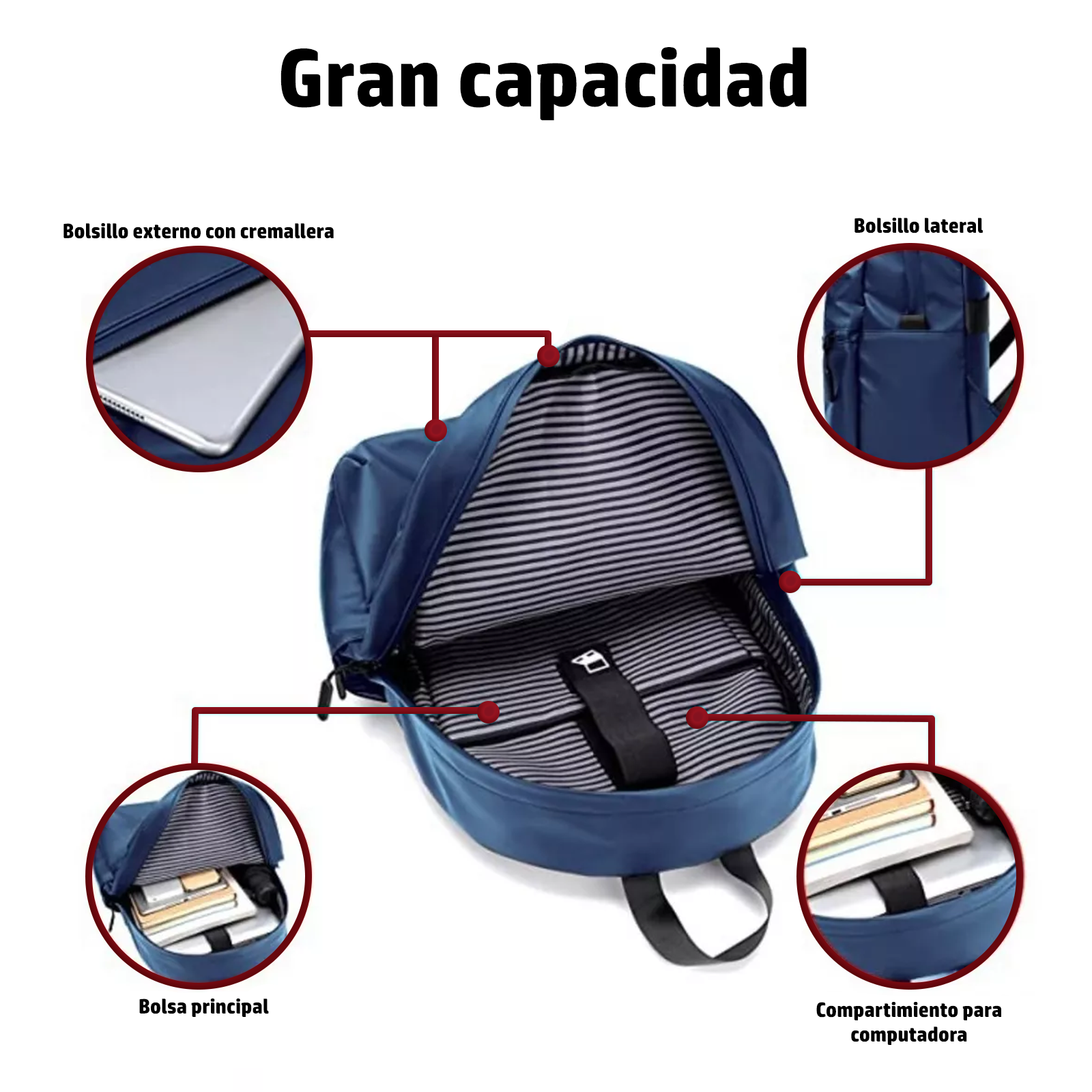 Foto 9 pulgar | Mochila para Laptop 15.6" Boclier color Azul