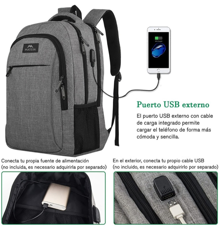 Foto 3 pulgar | Mochila Para Laptop De 15.6 Pulgadas, Mochila De Viaje Para Laptop, Con Puerto Carga Usb, Mochila Escolares, Idea