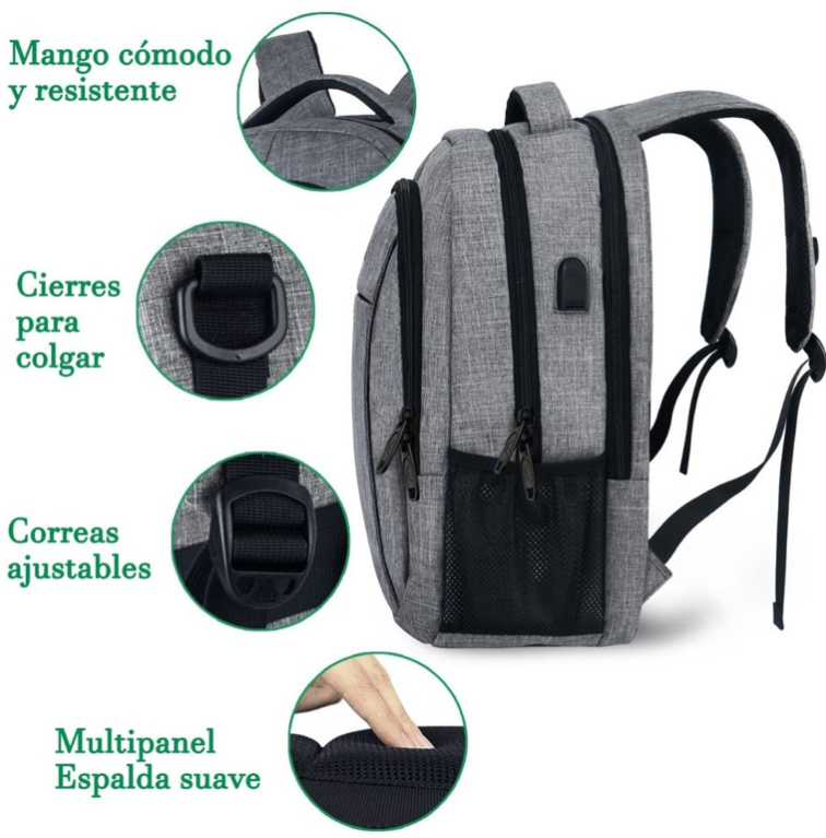 Foto 5 pulgar | Mochila Para Laptop De 15.6 Pulgadas, Mochila De Viaje Para Laptop, Con Puerto Carga Usb, Mochila Escolares, Idea