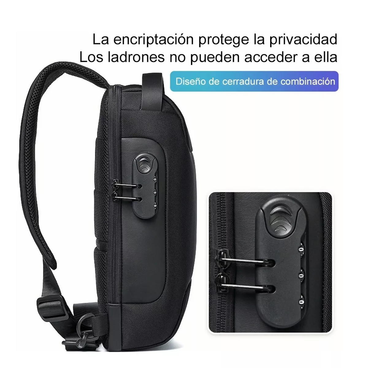 Foto 4 pulgar | Mochila Crossbody Multifuncional Toma USB para Hombres