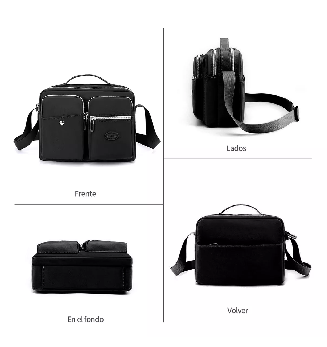 Foto 3 pulgar | Bolso Bandolera/Crossbody Belug color Negro con 7 Bolsillos