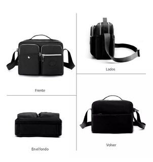 Foto 2 | Bolso Bandolera/Crossbody Belug color Negro con 7 Bolsillos