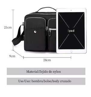 Foto 4 | Bolso Bandolera/Crossbody Belug color Negro con 7 Bolsillos
