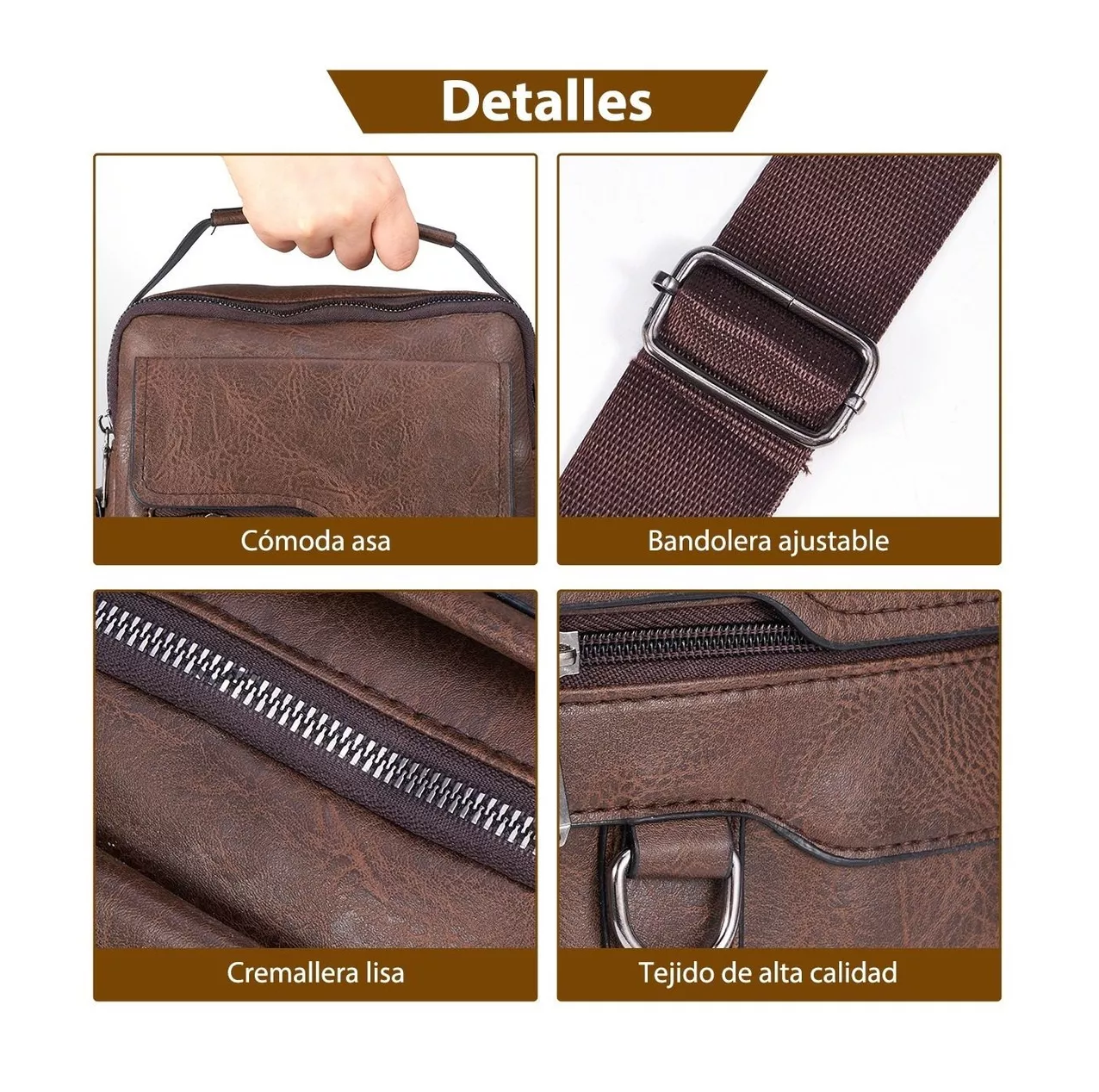 Foto 4 pulgar | Bolsos Belug Bandolera Cuero Sintético 3 Pzs color Marrón Oscuro para Hombre