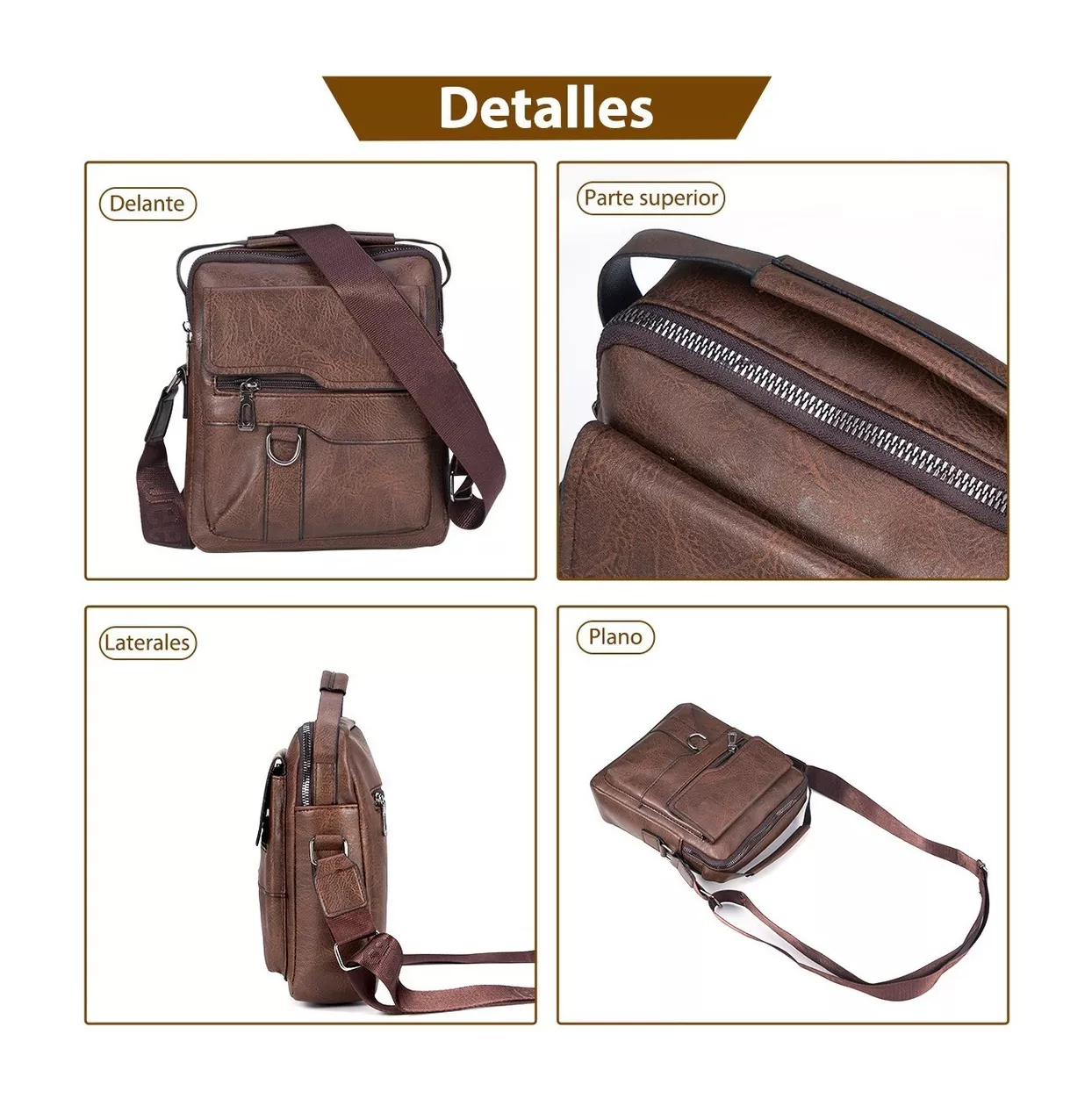 Foto 6 pulgar | Bolsos Belug Bandolera Cuero Sintético 3 Pzs color Marrón Oscuro para Hombre