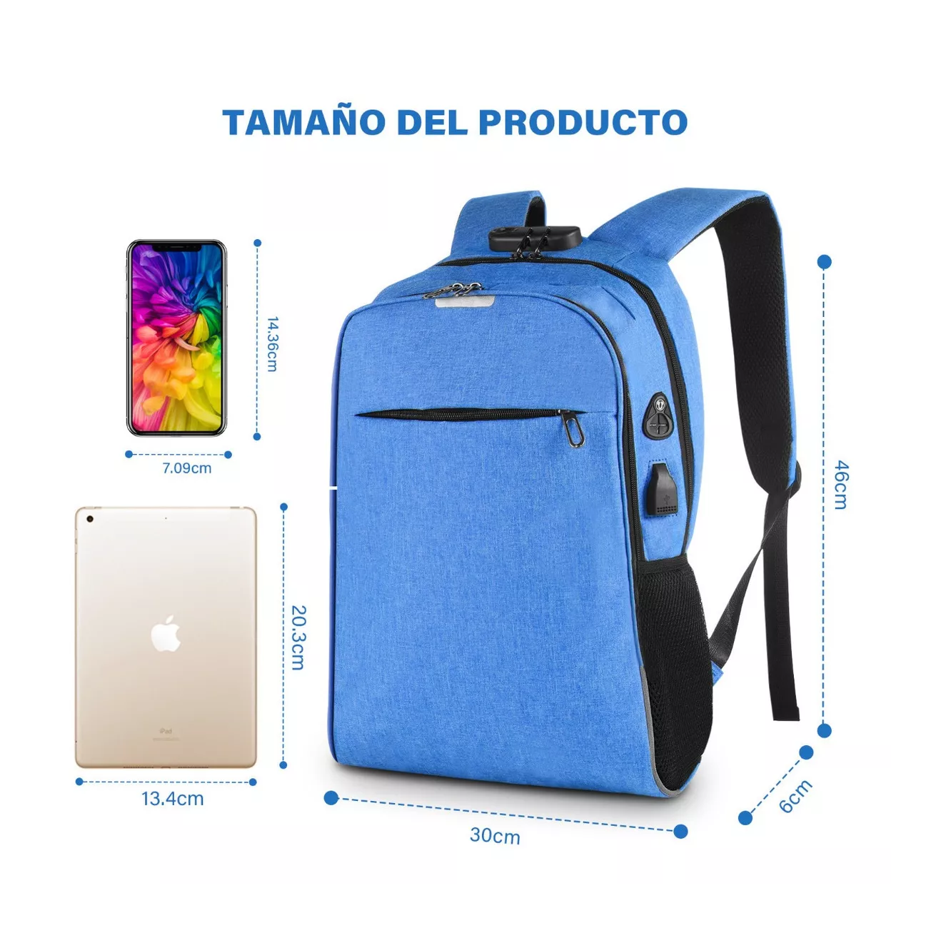 Foto 4 pulgar | Mochila Impermeable Belug con Puerto Usb color Azul