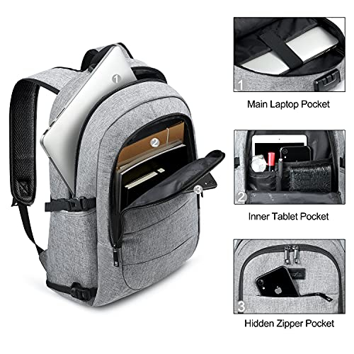 Foto 5 pulgar | Venta Internacional- Mochila Laptop Unisex Resistente Agua y Antirrobo Carga USB Candado 15.6'' Gris