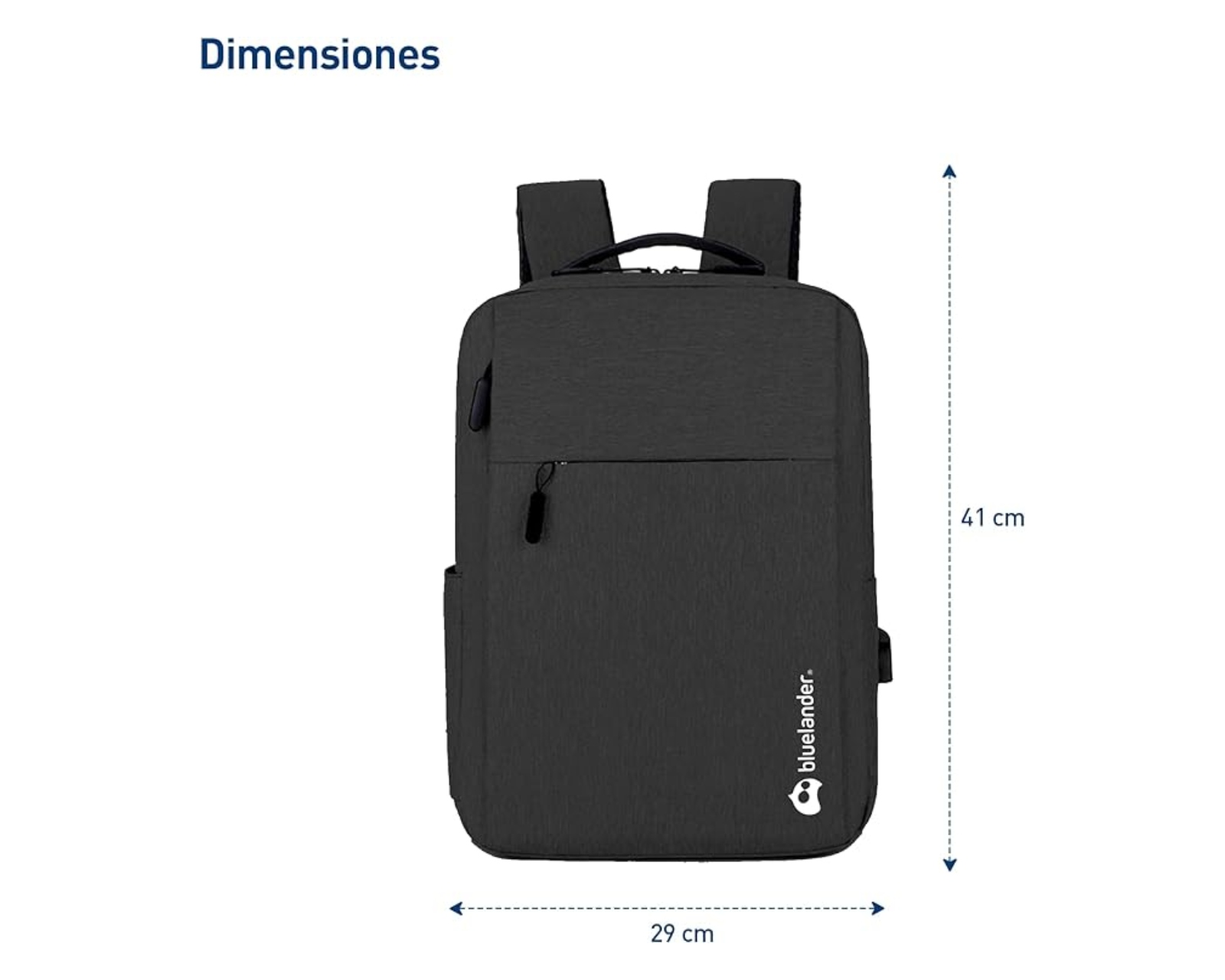 Foto 6 pulgar | Mochila Antirrobo Para Laptop Bluelander, Carga Usb Para Power Bank Color Negra, Bolsillos Ocultos Impermeable.