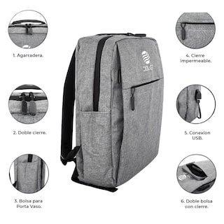 Foto 3 | Mochila Escolar Unisex Dolce MOCLT5 color Gris con Puerto USB