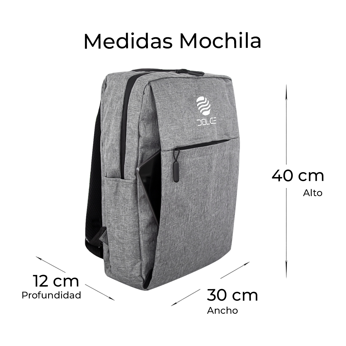 Foto 6 pulgar | Mochila Escolar Unisex Dolce MOCLT5 color Gris con Puerto USB