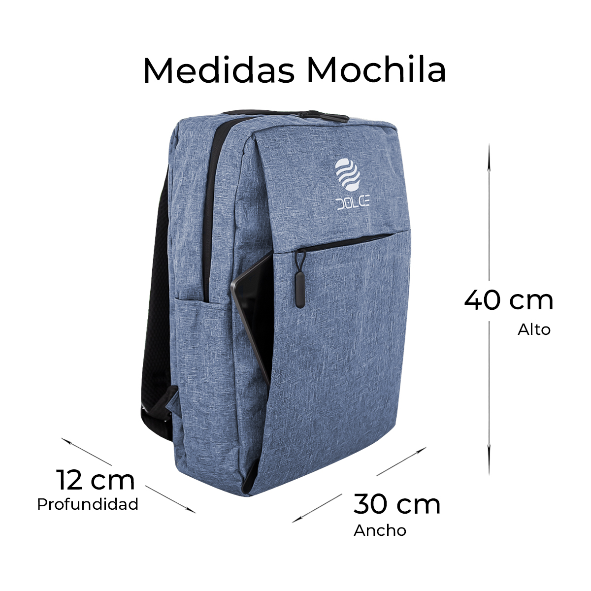 Foto 6 pulgar | Mochila Escolar Unisex Dolce MOCLT5 color Azul con Puerto USB