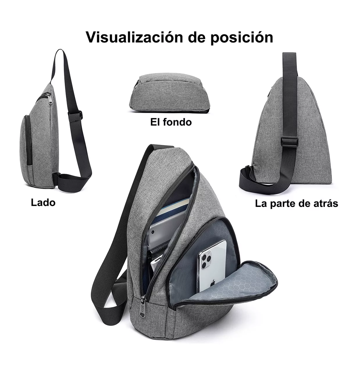 Foto 4 pulgar | Mochila Bandolera Impermeable colorGris