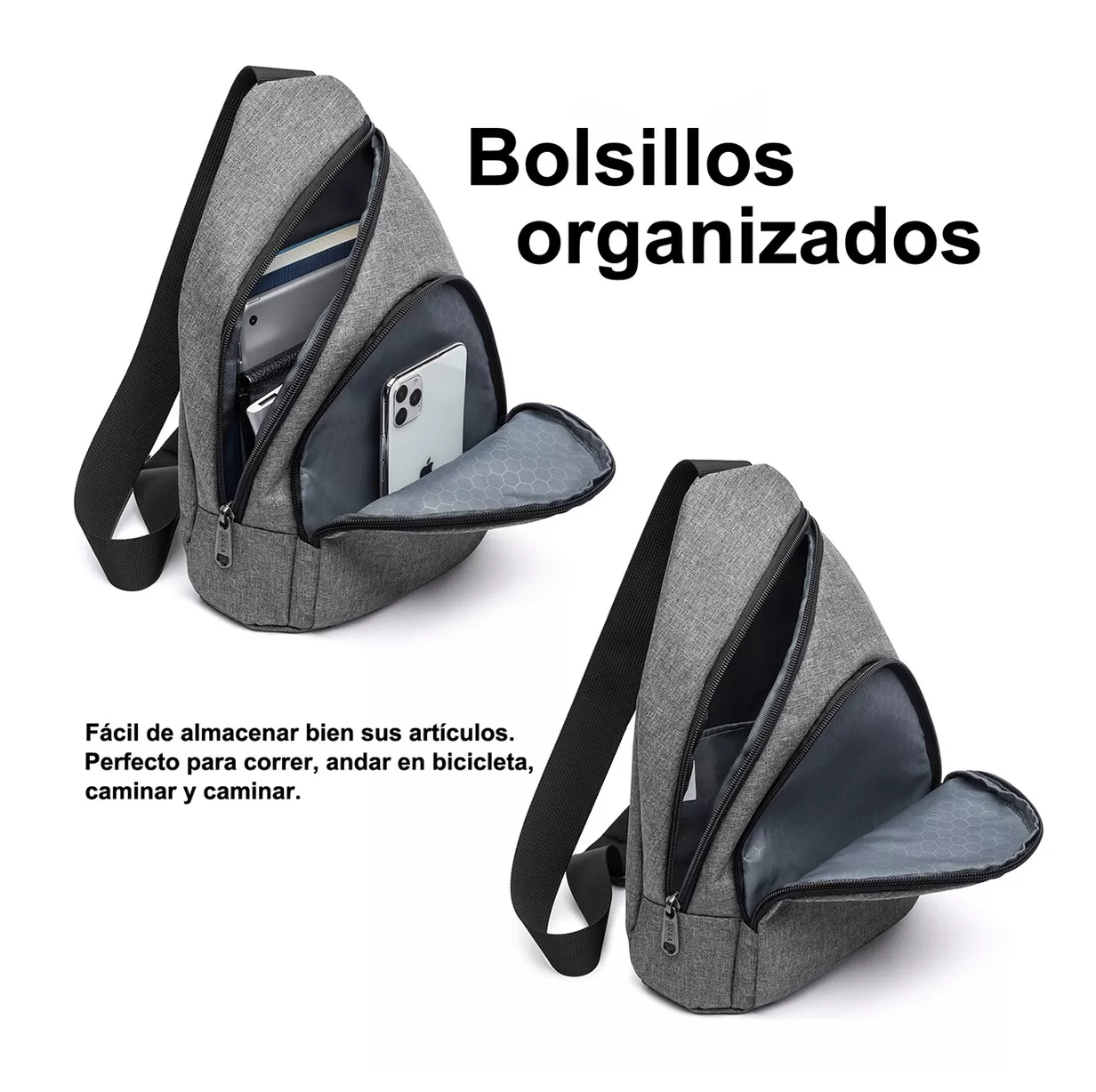 Foto 5 pulgar | Mochila Bandolera Impermeable colorGris