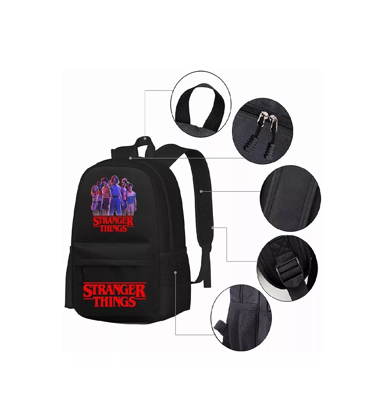 Foto 4 pulgar | Mochila Escolar Set 3 Pzs Stranger Things 4 BELUG Negro