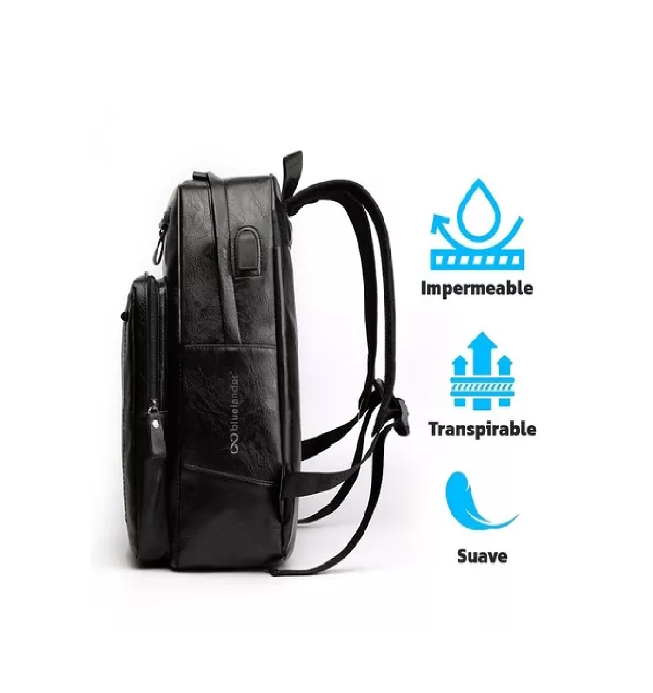 Foto 5 pulgar | Mochila Antirrobo para Laptop Impermeable Puerto Usb Negro