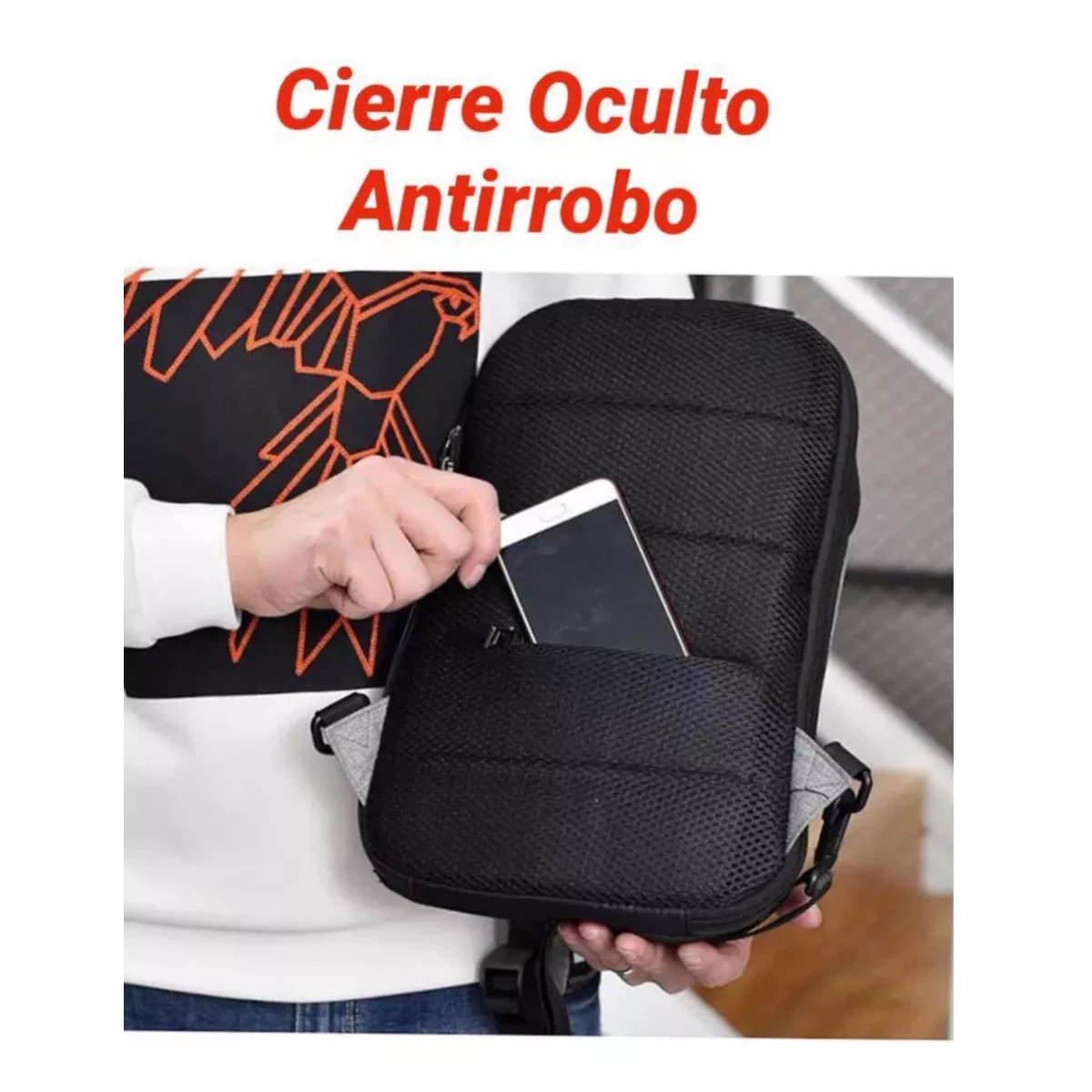 Foto 3 pulgar | Mochila Cruzada Antirrobo Pechera Mariconera Con Usb Eo Safe Imports Esi-9214 Negro