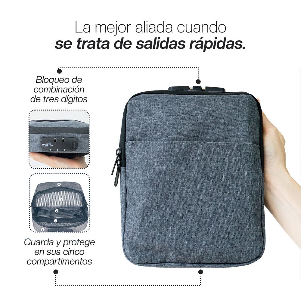 Foto 4 pulgar | Bolsa De Hombro Anti Olores Cerradura Con Combinación Gris