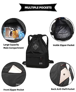 Foto 4 | Venta Internacional- Bolso Deportivo Negro con Cordón