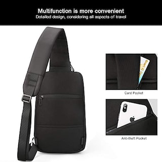 Foto 4 | Venta Internacional- Bandolera Impermeable color Negro para Hombre