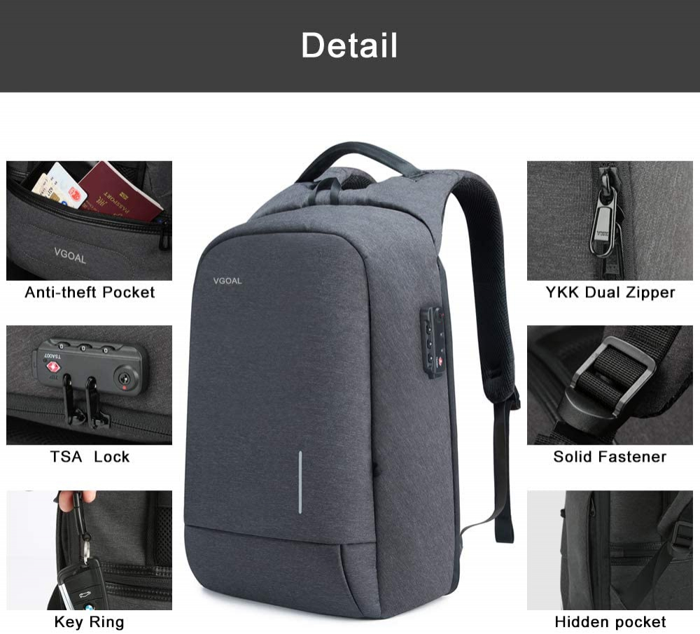 Foto 4 pulgar | Venta Internacional- Mochila para Laptop Vgoal 13.3" con Candado Tsa