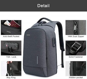 Foto 3 | Venta Internacional- Mochila para Laptop Vgoal 13.3" con Candado Tsa