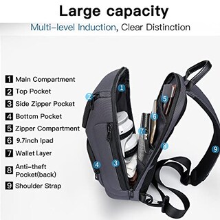 Foto 2 | Venta Internacional-Mochila Bandolera Bange Impermeable color Gris