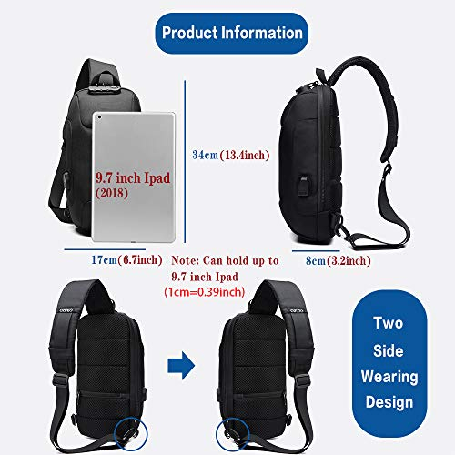 Foto 3 | Venta Internacional- Mochila Bandolera Casual Ozuko con USB Bolso Antirrobo para Hombres