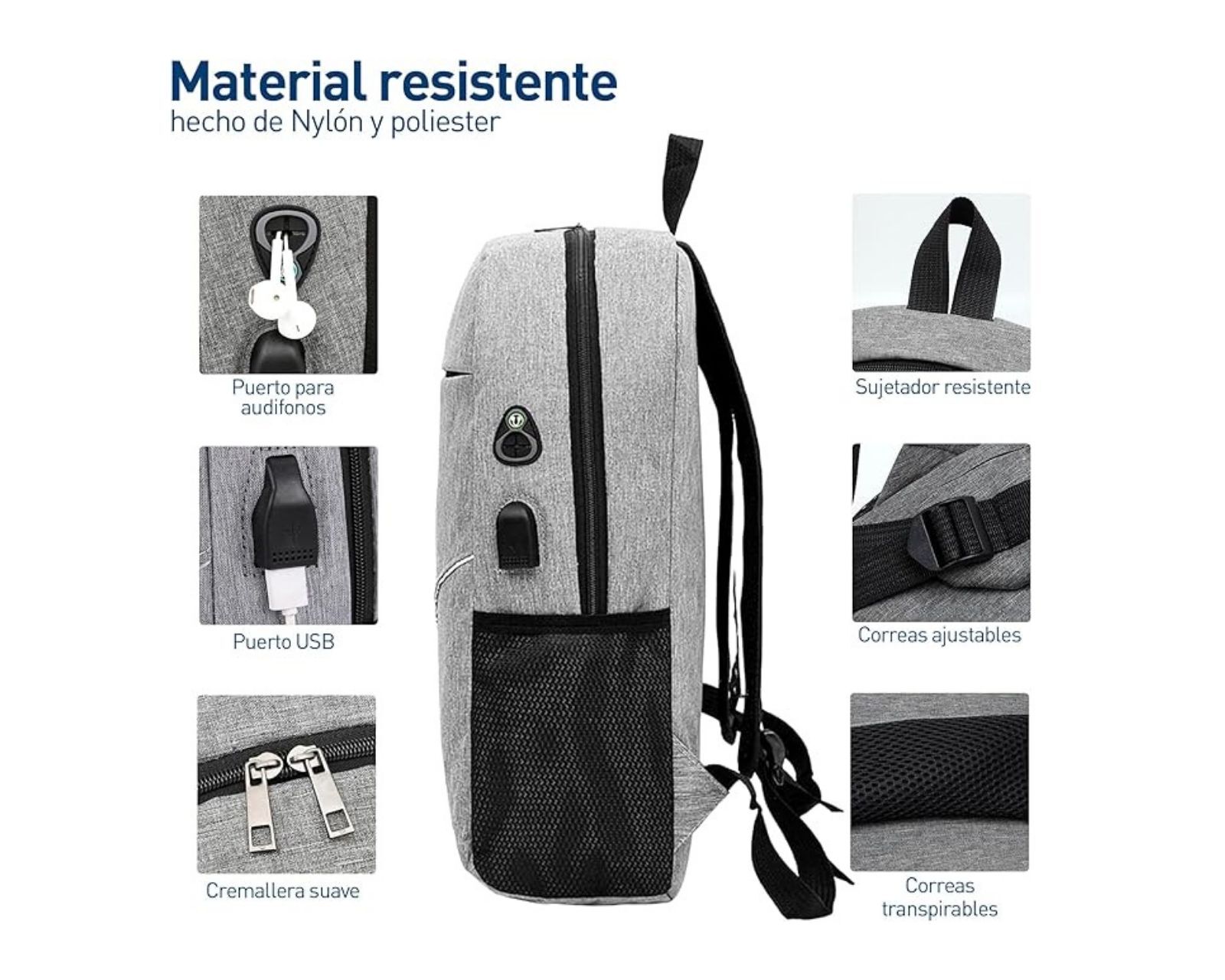 Foto 3 pulgar | Mochila con Lapicera y Bolsa Cruzada Bluelander color Gris 3 Piezas