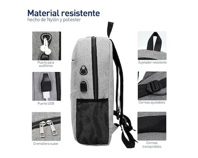 Foto 2 | Mochila con Lapicera y Bolsa Cruzada Bluelander color Gris 3 Piezas